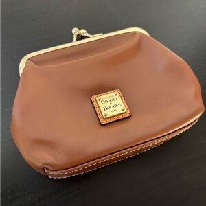 Dooney & Bourke Chestnut Brown Leather Kiss-Lock Coin Pouch